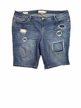 Torrid Boyfriend Blue Distressed Denim Jean Shorts Stretch Size 20
